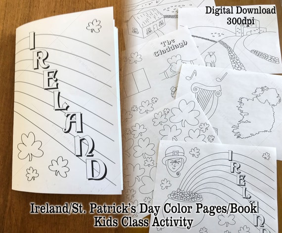 Printable ireland st patricks day coloring pages make a coloring book kids class activity digital download