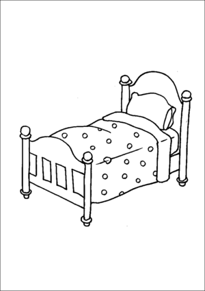 Small bed with quilt coloring page