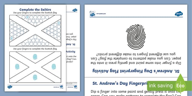 St andrews day fingerprint flag activity sheet