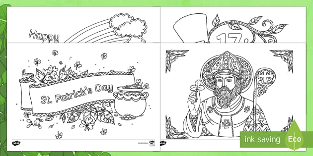 St patricks day colouring pages teacher made