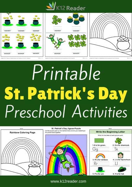 St patricks day preschool theme activities printable lessons