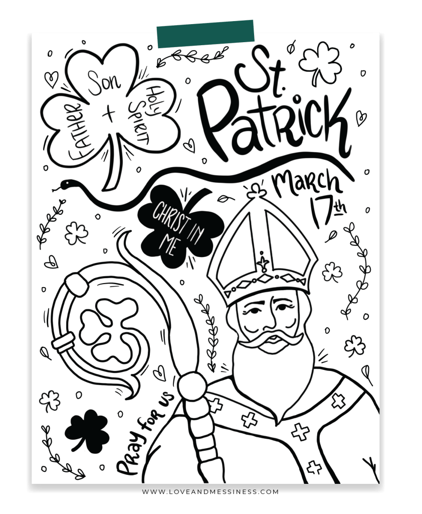 Free st patrick coloring page