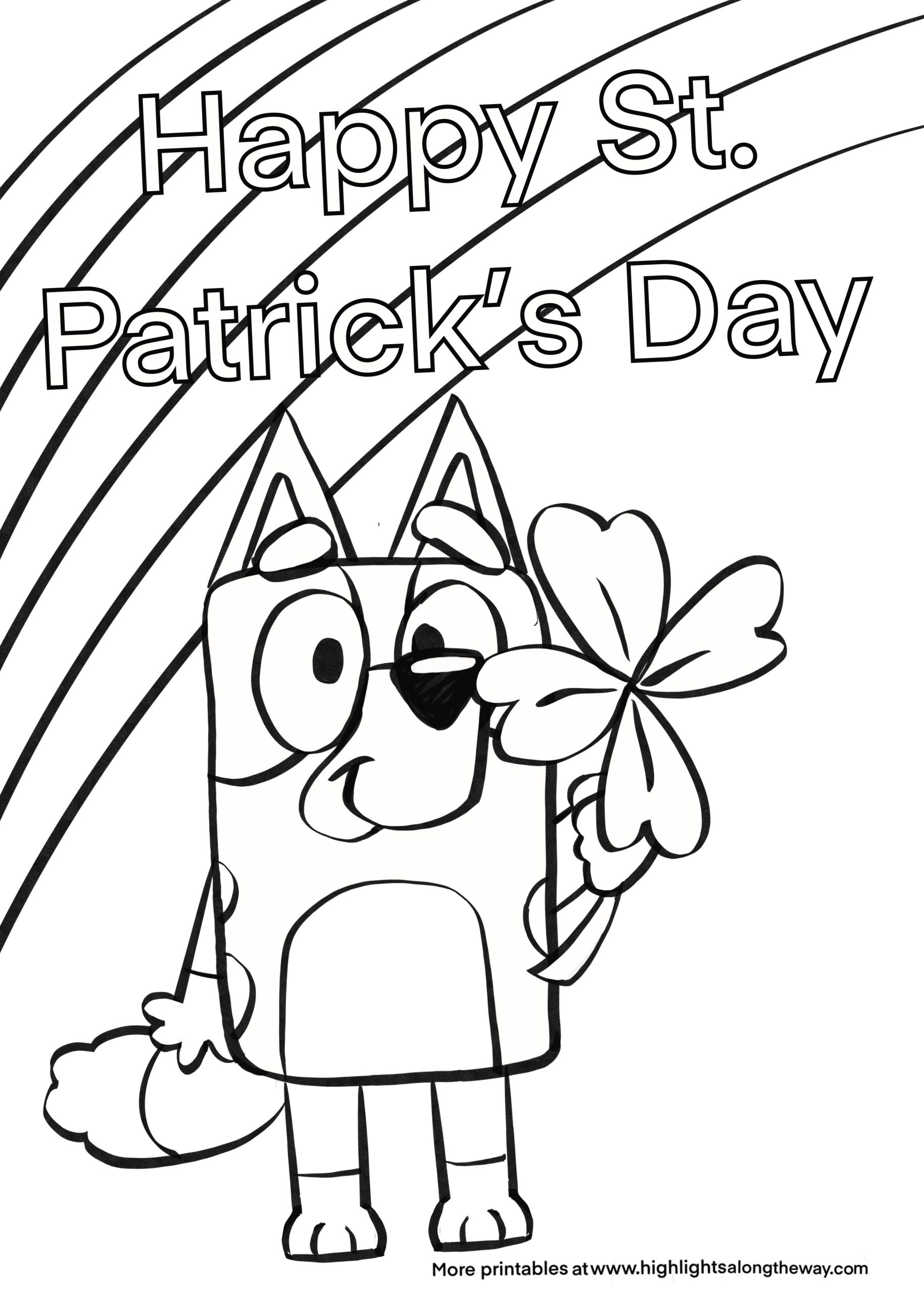 Bluey st patricks day coloring page
