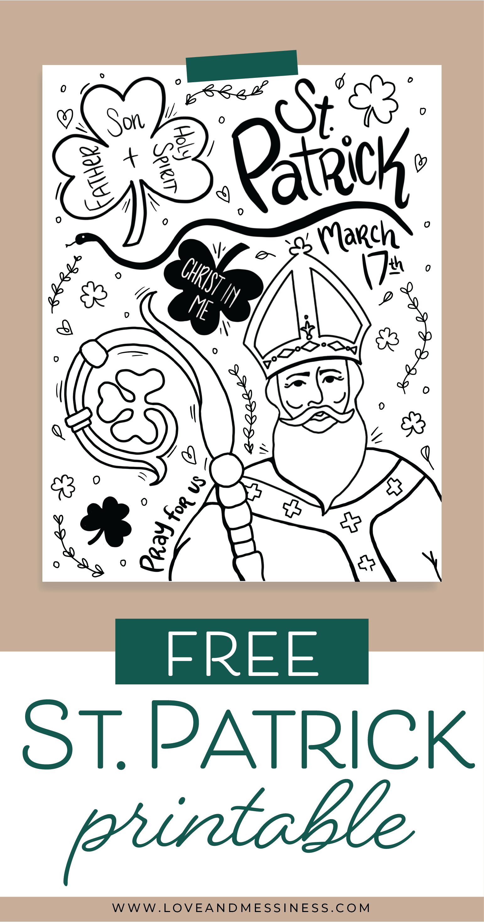 Free st patrick coloring page
