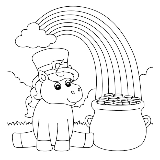 Premium vector st patrick day unicorn coloring page for kids