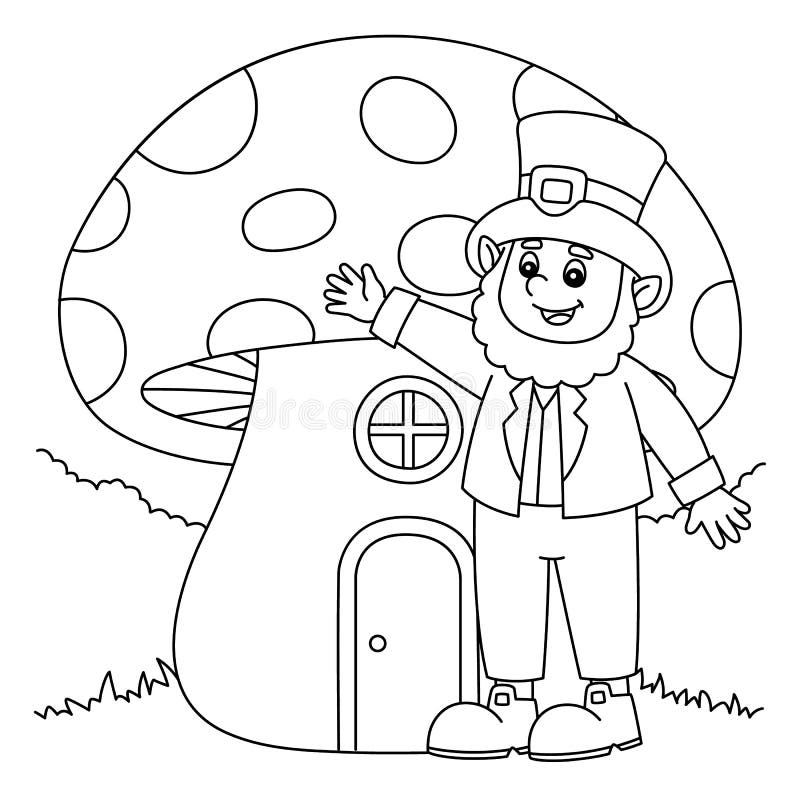 St patricks day mushroom coloring page for kids stock vector
