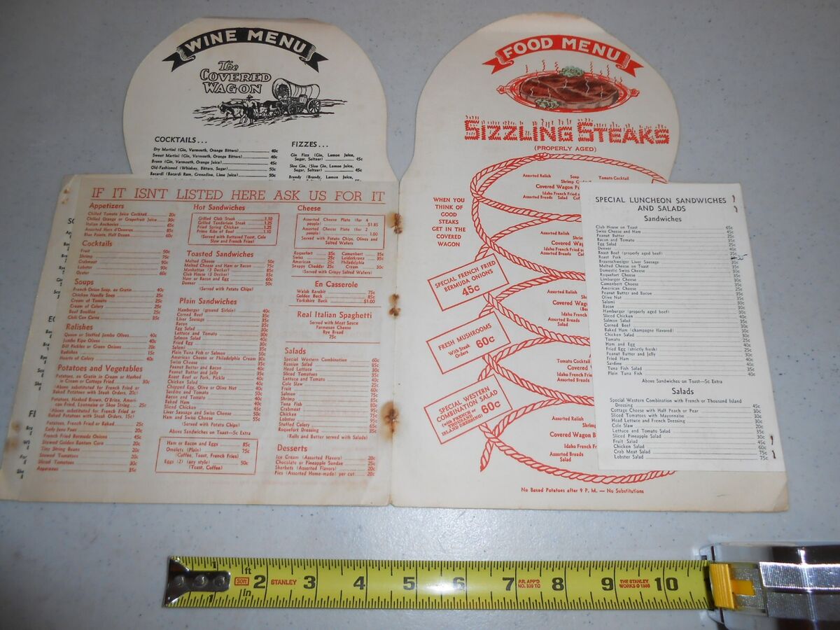 Rare the covered wagon restaurant menu saint paul minnesota steak vintage