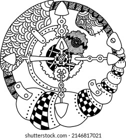 Steampunk coloring pages over royalty