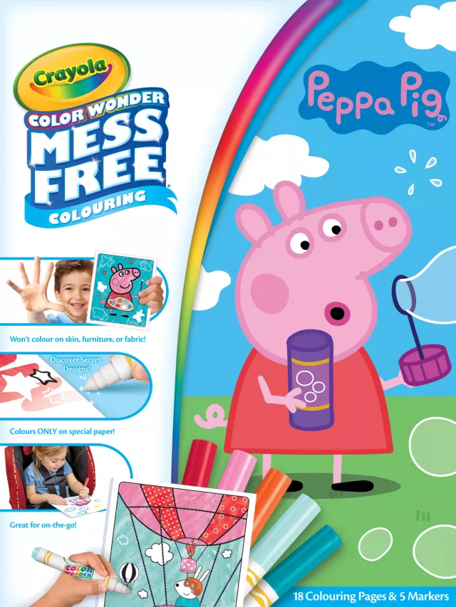 Peppa pig colour wonder colouring book markers set