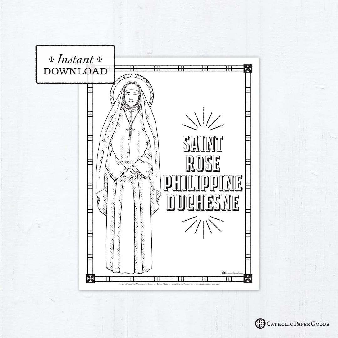 Catholic coloring page saint rose philippine duchesne catholic saints printable coloring page digital pdf