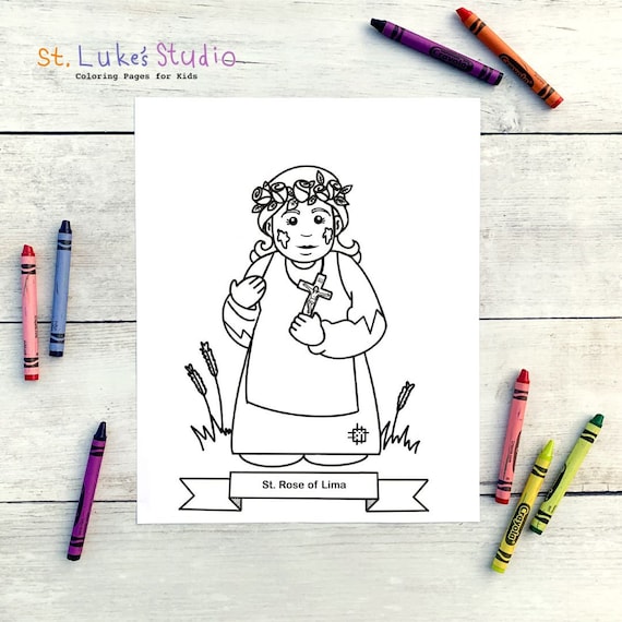 St rose of lima coloring page for catholic kids digital download print yourself and color