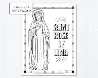 Catholic coloring page saint rose of lima catholic saints printable coloring page digital pdf instant download