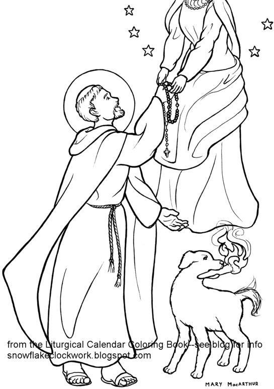 Snowflake clockwork st dominic coloring page