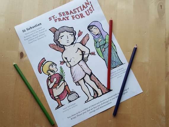 St sebastian coloring sheet digital download