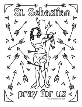 St sebastian coloring page by the little rose shop tpt