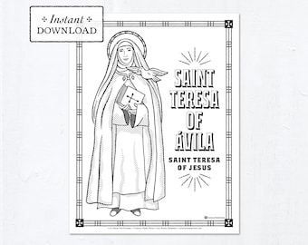 Catholic coloring page saint teresa of avila catholic saints printable coloring page digital pdf