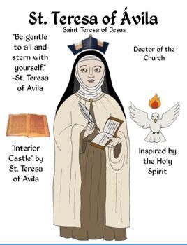 St teresa of avila activities coloring and papercrafts by halos and pencils