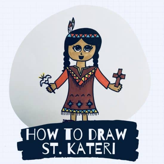 Catholic how to draw saint kateri and a free coloring page