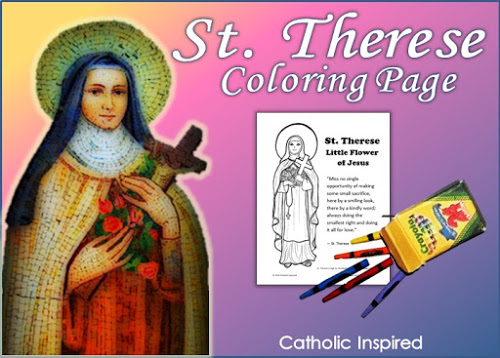 St therese coloring page with quote â pdf download