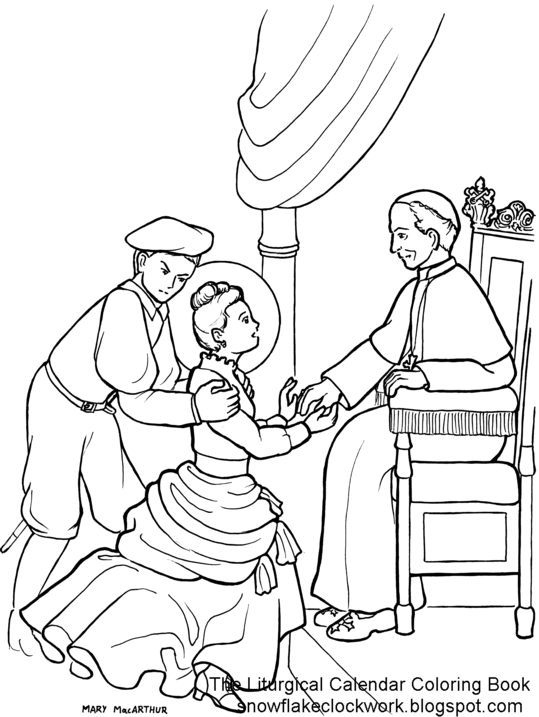 Snowflake clockwork st therese coloring page