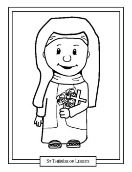 Saint therese of lisieux catholic saints coloring book page tpt