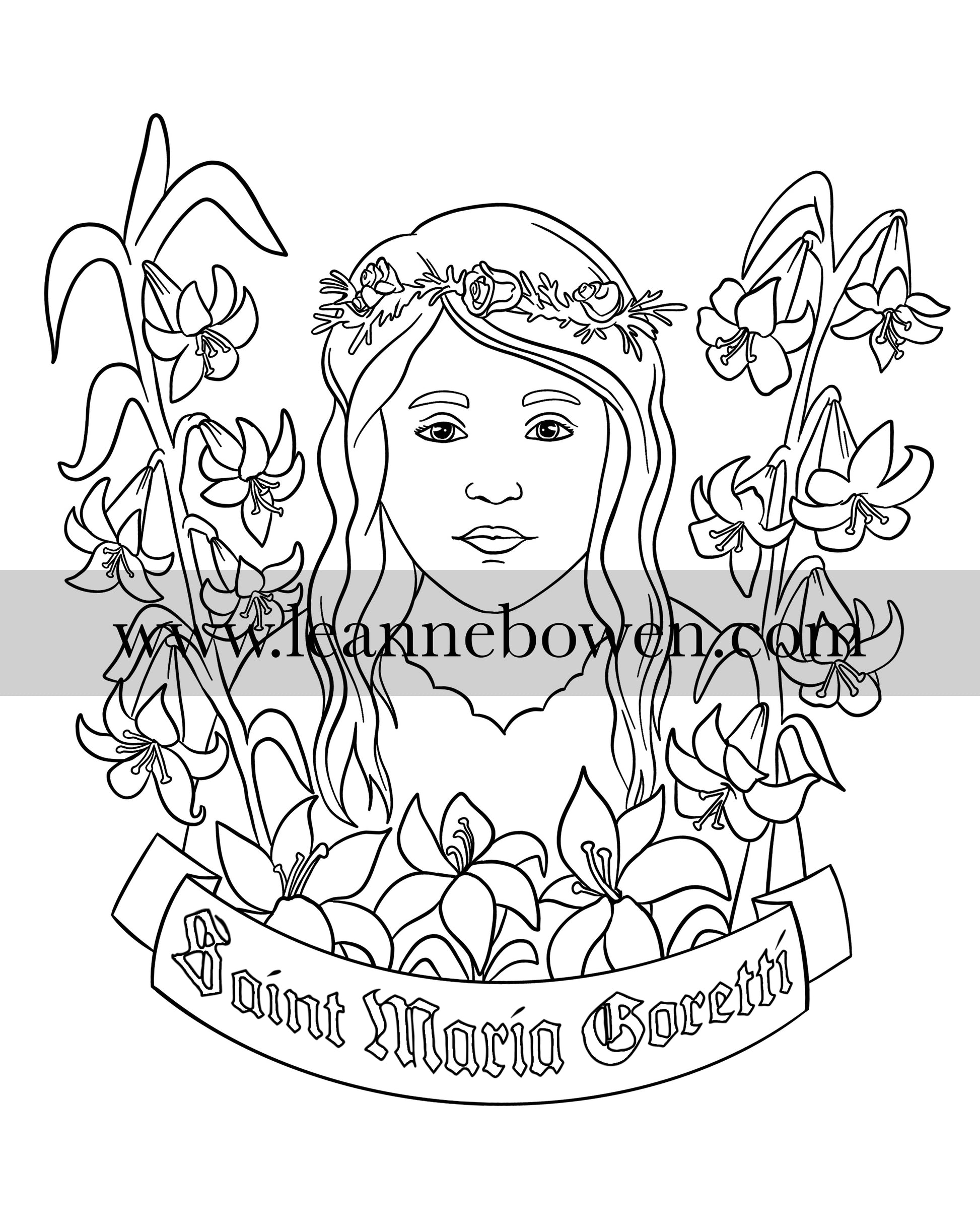 Saint maria goretti coloring page digital download â leanne bowen