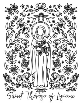 St therese coloring page by the little rose shop tpt