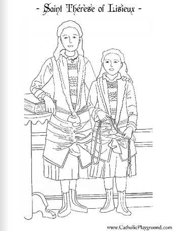 Saint therese of lisieux coloring page october st â catholic playground