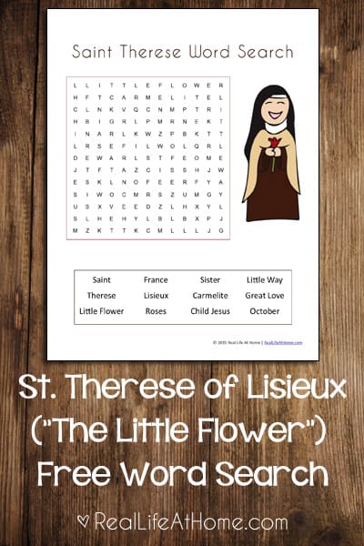 St therese of lisieux word search for catholic kids free printable