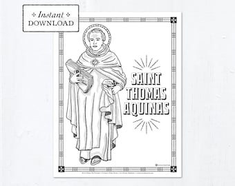 Catholic coloring page saint thomas aquinas catholic saints printable coloring page digital pdf