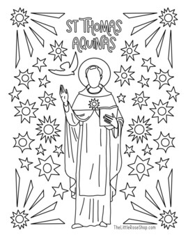 St thomas aquinas coloring page by the little rose shop tpt