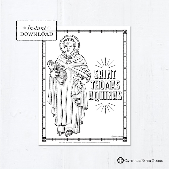 Catholic coloring page saint thomas aquinas catholic saints printable coloring page digital pdf