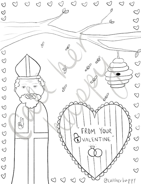 St valentine valentines day coloring page sheet liturgical