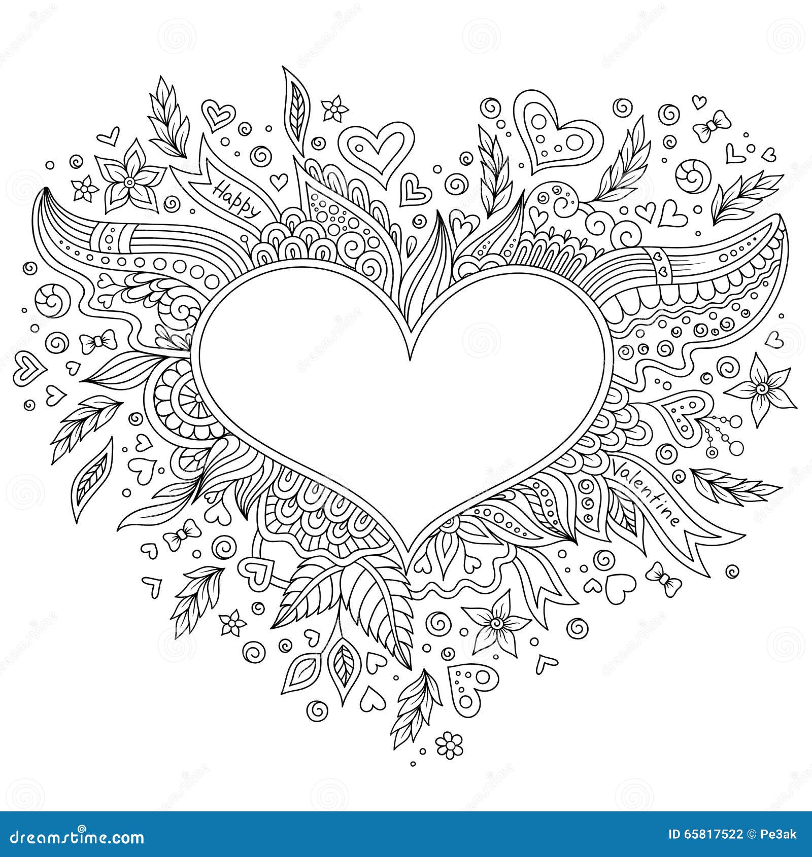 Coloring page flower heart st valentine s day stock vector