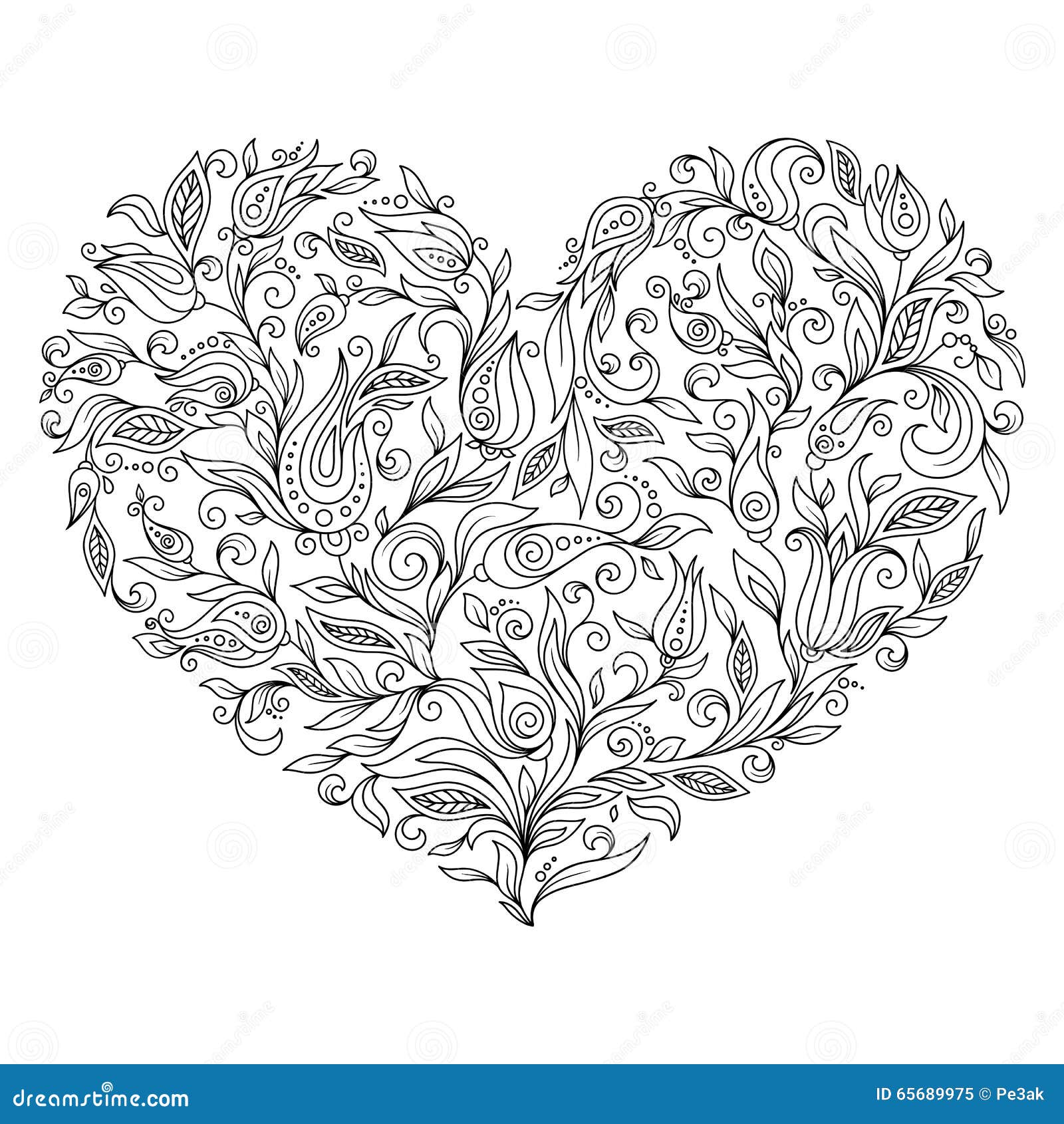 Coloring page flower heart st valentine s day stock illustration