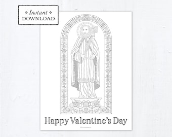 Catholic coloring page saint valentines day catholic saints printable coloring page digital pdf st valentine coloring page