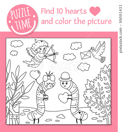 Saint valentine day coloring page for children