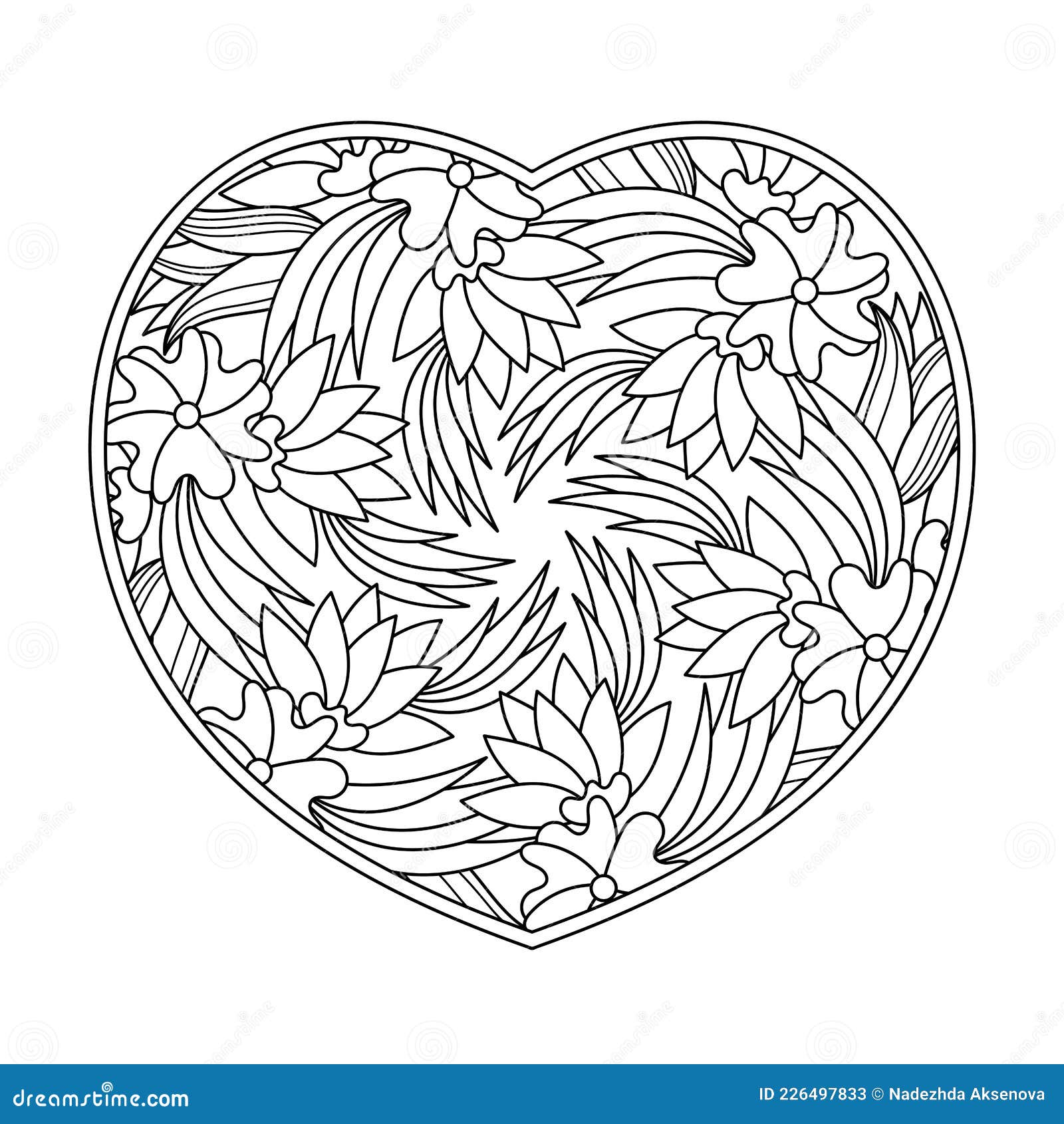 Coloring page heart st valentine s day and other holiday coloring book for children and adult stock vector