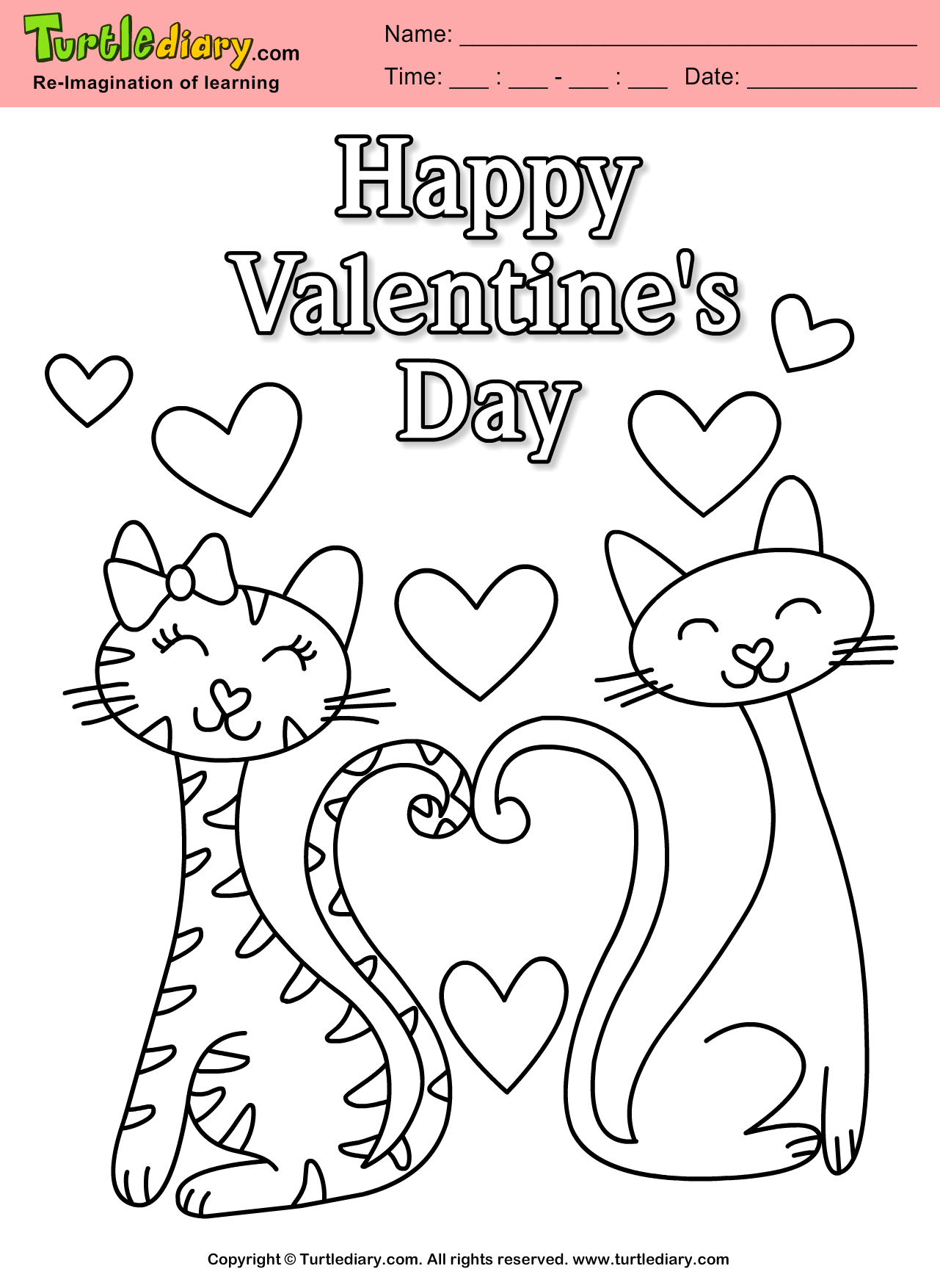 Happy valentines day coloring sheet turtle diary