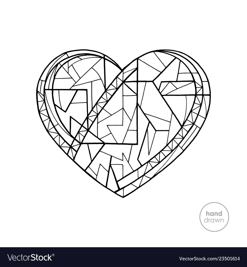 Heart coloring book hand drawn abstract love vector image