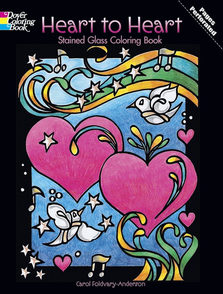 Heart to heart stained glass coloring book dover stained glass coloring book foldvary