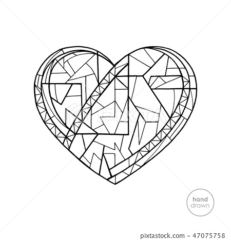 Heart coloring book hand drawn abstract love