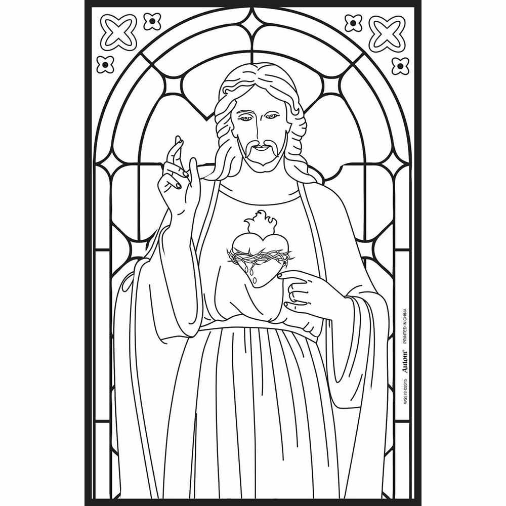 Jesus stained glass window louring poster â fa dumont church supplies