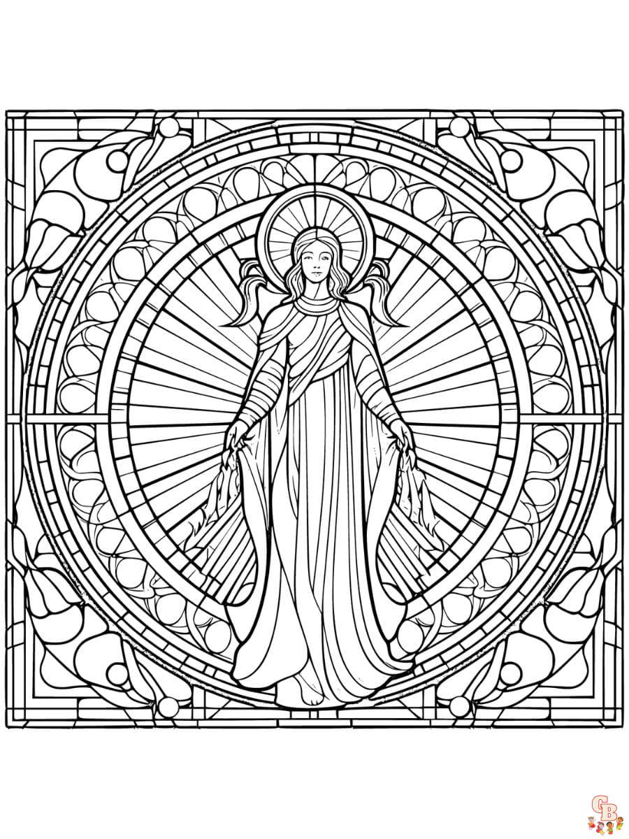 Printable stained glass coloring pages free for kids and adults