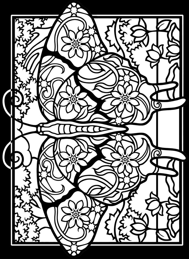 Fanciful butterflies stained glass coloring book butterfly coloring page coloring pages adult coloring pages