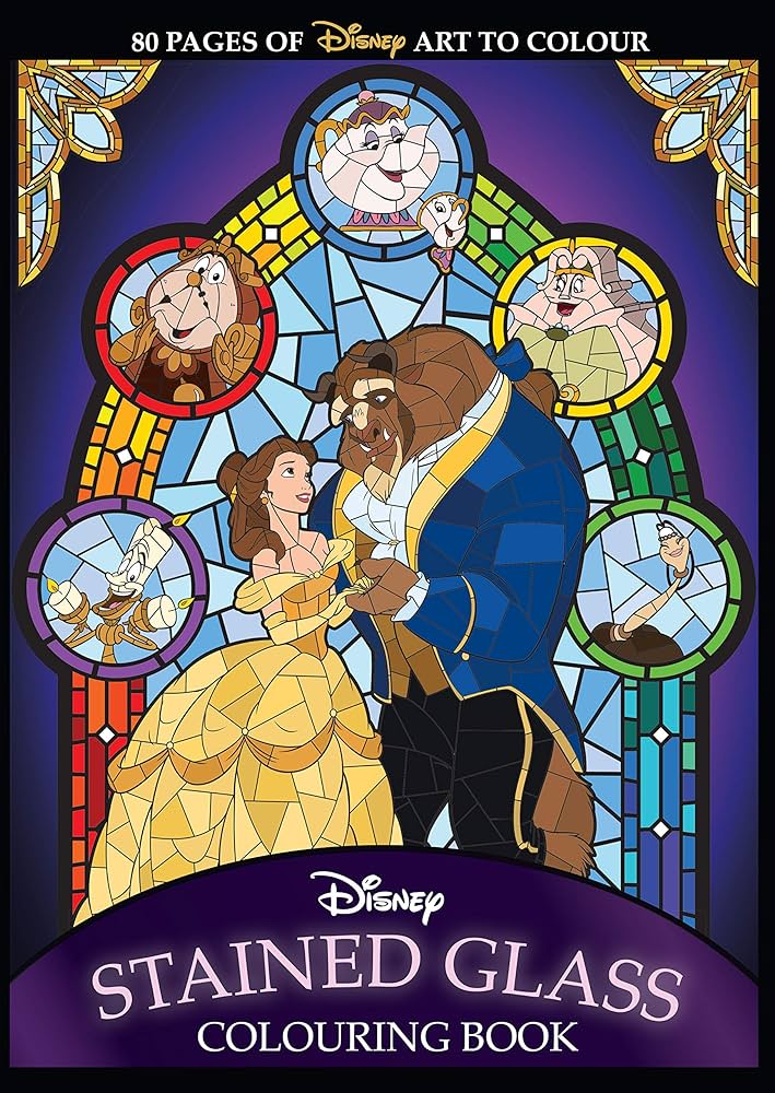 Disney stained glass colouring book walt disney pany books
