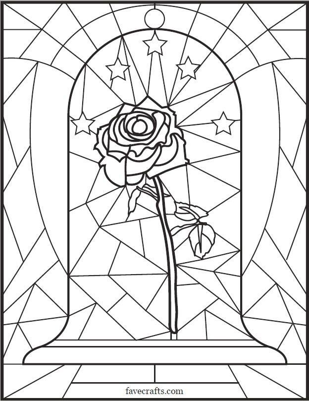 Stained glass rose coloring page rose coloring pages disney stained glass stained glass rose