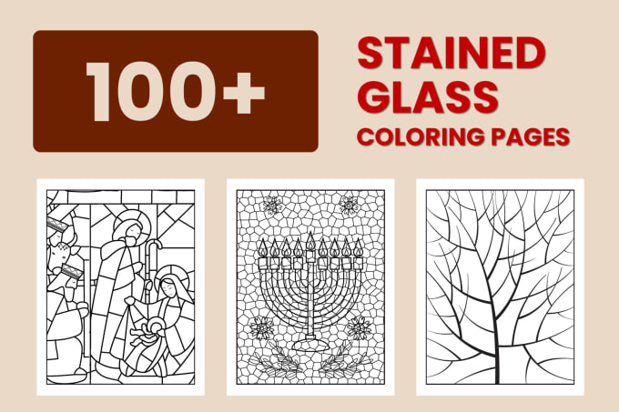 Deliver stained glass coloring pages for adults etsy and kdp by vindyherath