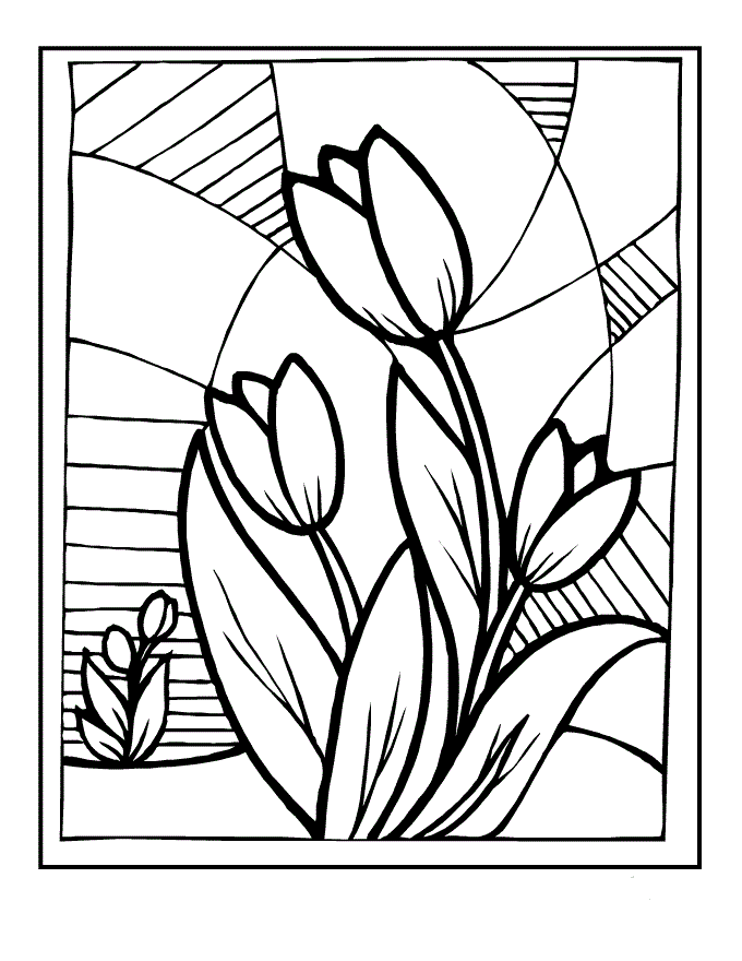 Stained glass coloring pages for adults