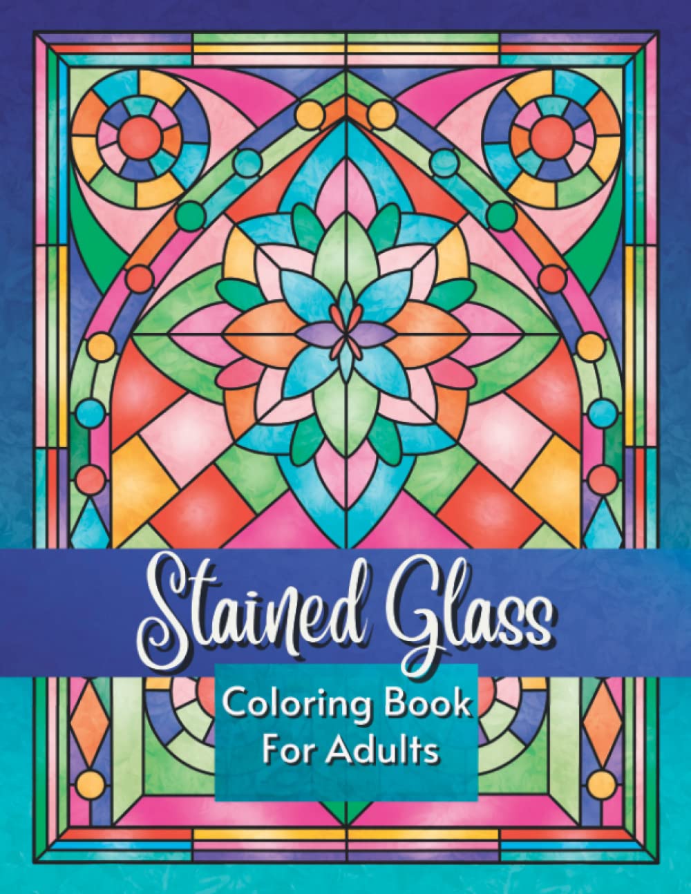 Stained glass coloring book for adults large print designs with flowers birds butterflies patterns and window motifs for stress relieving and relaxation by ora dean